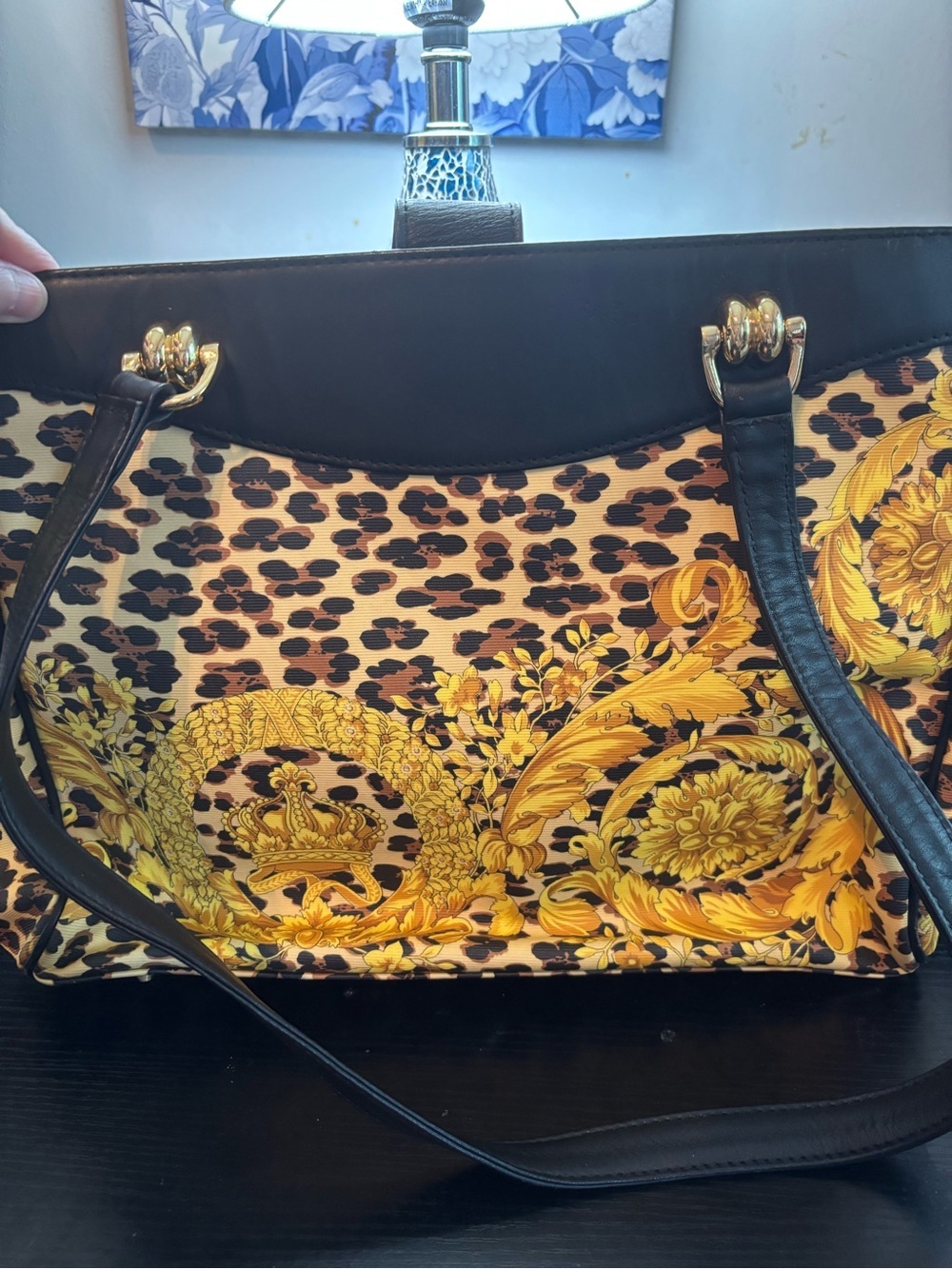 Vintage Gianni Versace 1990s Archival Baroque Leopard Print Coated Canvas Bag - Picture 4 of 16